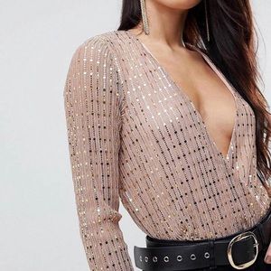 Missguided Gold Sequin Bodysuit